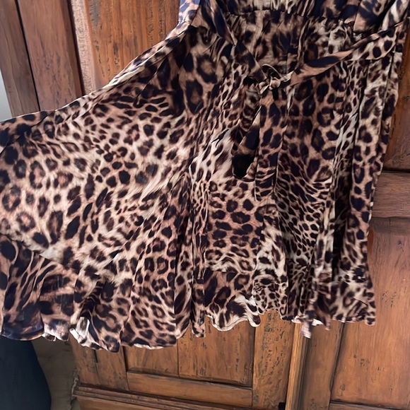 All Saints animal print mini dress. Size 2 ties in the back to customize fit . - Picture 6 of 7